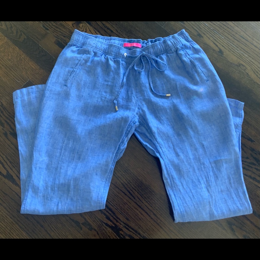 Lilly Pulitzer Aiden Chambray Linen Drawstring Pants XL